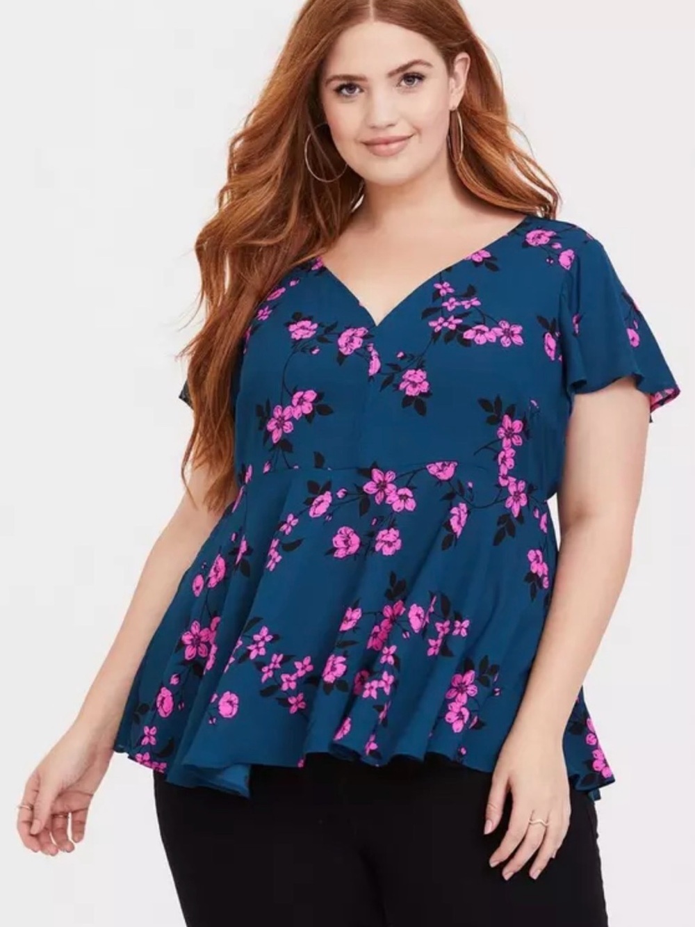 TORRID 🩷BABYDOLL GEORGETTE FLUTTER SLEEVE FLORAL BLOUSE🩷 PLUS SIZE 1X 🌟NWT🌟